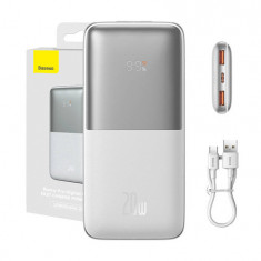 Baseus Bipow Pro Powerbank 10000mAh, 2xUSB, USB-C, 20W (alb)