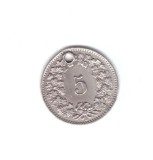 Moneda Elvetia 5 rappen 1893, gaurita, curata