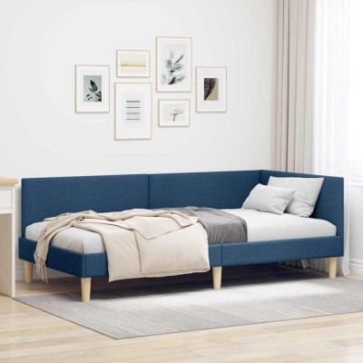 vidaXL Cadru de pat colțar Altele cu headboard albastru 100 x 200 cm foto