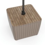 Masă de grădină Deco Luzon cu suport pentru umbrelă din ratan sintetic, din lemn de frasin, culoare cappuccino
