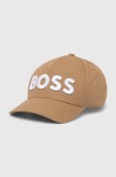 BOSS șapcă de baseball din bumbac culoarea bej, cu imprimeu, 50519154
