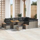 vidaXL Set de canapele pentru grădină cu pernă 12 pcs Gri Rattan poli