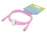Cablu USB 2.0 USB-C 1,5m Roz Silicon Goobay, Mufă Ambele Părți