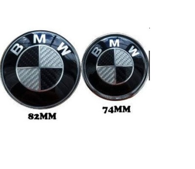 set 2 embleme fata spate negre carbon BMW 82 si 74 mm E46 E39 E38 E90 E60 z foto
