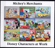 DB1 Disney St. Vincent Negustori MS MNH foto