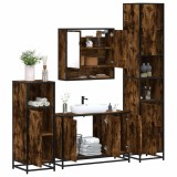 VidaXL Set de mobilier de baie 4 piese Lemn prelucrat de stejar afumat