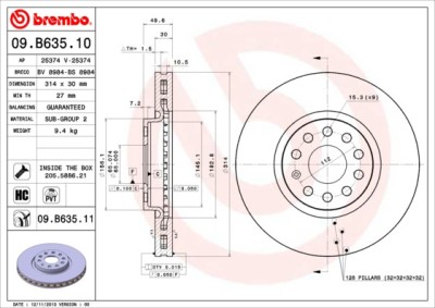 BREMBO 09.B635.11 PRIME LINE - UV Coated Disc frana foto