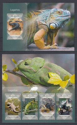 Sao Tome si Principe 2014 - REPTILE - BL+ KB - MNH foto