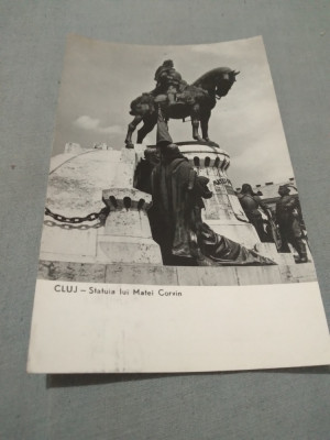 CARTE POSTALA CLUJ -STATUIA LUI MATEI CORVIN CIRCULATA foto