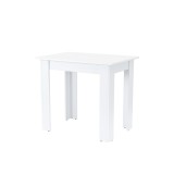 Masă dining Yorki 86x60 cm albă, blat lemn, design modern. Masă bucătărie/living, ideală 4 persoane. 