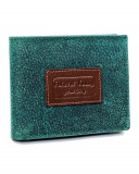 Bel portofel bărbătesc din piele naturală frumos colorată, Verde
