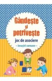 Cumpara ieftin Gandeste si Potriveste Joc de Asociere 50 Cartoline Imagini Cuvinte Copii Joc Educativ