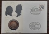 GERMANIA - FDC SI MONEDA 5 MARK 1982, LIT. D, GOETHE - MONEDA ESTE PROOF, Europa