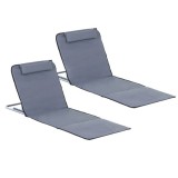 Set 2 saltele pentru plaja cu spatar reglabil, 5 nivele, gri, 134x48x36-45 cm, ART