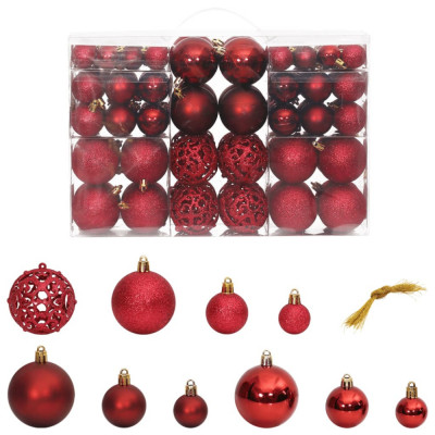 vidaXL Globuri de Crăciun, 100 buc, roșu vin, 3 / 4 / 6 cm foto