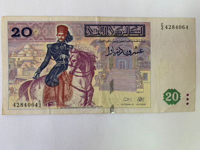 Bancnota 20 DINARI - 1992 - Tunisia - P-88 foto