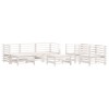 Set mobilier de gradina, 7 piese, alb, lemn masiv de pin
