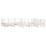 Set mobilier de gradina, 7 piese, alb, lemn masiv de pin