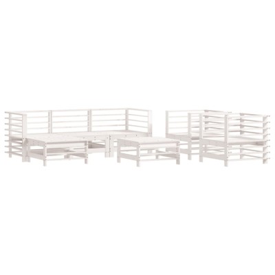 Set mobilier de gradina, 7 piese, alb, lemn masiv de pin foto