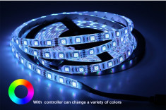 Banda Led RGB 5050 ? 60led/M Interior IP20- DC 12V 14,4W/Ml , 5m/Rola foto