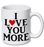 Cana alba personalizata &quot; I LOVE YOU MORE &quot;, INOVATIX&reg;. 330ml
