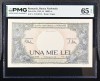 1000 lei 1941 PMG65 unc bancnota gradata
