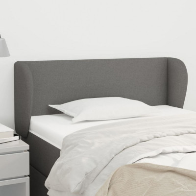 vidaXL Tăblie de pat cu aripioare gri &amp;icirc;nchis 83x23x78/88 cm textil foto