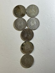 LOT 7 MONEDE ARGINT - 5 MARCI - 1951, 58, 66, 68, 69 - 78g - 5.5lei/gr. foto