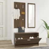 vidaXL Set pantofar 3 &icirc;n 1, stejar maro, lemn prelucrat