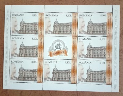 TIMBRE ROMANIA MNH LP1974b/2013 100 ANI A.S.E. BUCURESTI MINICOALA 8 TIMBRE foto