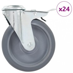 vidaXL Ro?i pivotante cu gaura pentru ?urub, 24 buc., 125 mm foto