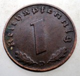B.111 GERMANIA 1 REICHSPFENNIG 1939 D, Europa, Bronz