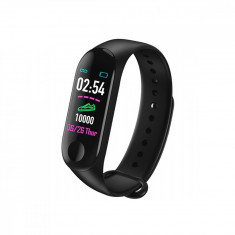 Bratara Ceas Smart Fitness Waterproof Rovtop, Tracker, Bluetooth, Notificari, Apeluri, Mesaje + Bonus Curea Albastra, negru