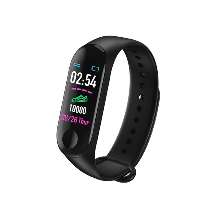 Bratara Ceas Smart Fitness Waterproof Rovtop, Tracker, Bluetooth, Notificari, Apeluri, Mesaje + Bonus Curea Albastra, negru