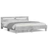 VidaXL Cadru de pat cu tăblie gri beton 160x200 cm lemn prelucrat 3207409