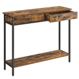 VASAGLE Masa consola pentru hol cu 2 sertare, stil industrial, PAL si cadru metalic, 100x30x80 cm, maro rustic Household NewTrend