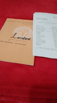 PROGRAM TEATRU -LUCEAFARUL -TEATRUL DE STAT ORADEA 1963 foto