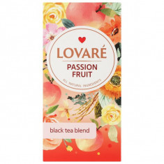 Cutie ceai cu 24 pliculețe Lovaré - Passion Fruit: amestec de ceai negru, plante și fructe 48 g
