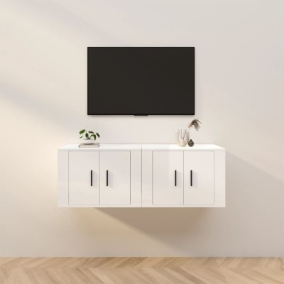Gossi dulapuri tv montate perete 2 buc. alb extralucios 57x34,5x40 cm foto