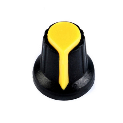 Buton pentru potentiometru, 15x17mm, negru-galben foto