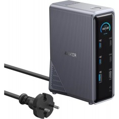 Hub USB-C Anker Prime 737, 2 x USB-A 3.0 - 3 x USB-A - 5 x USB-C - 2 x HDMI - 1 x Jack 3.5mm - 1 x RJ45, Negru A83B63A1
