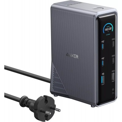 Hub USB-C Anker Prime 737, 2 x USB-A 3.0 - 3 x USB-A - 5 x USB-C - 2 x HDMI - 1 x Jack 3.5mm - 1 x RJ45, Negru A83B63A1 foto