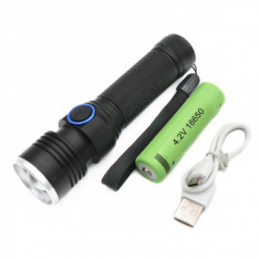 Mini Lanterna Metalica LED 3W cu Zoom 2800WT6 S18 Incarcare USB foto