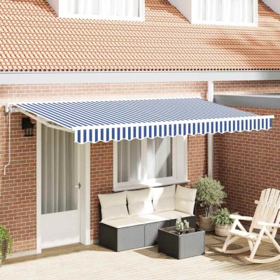 vidaXL Cortina Retractabilă Albastru și Alb 400x200 cm țesătură 3329764 foto