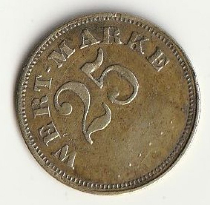 Jeton 25 pfennig Wert-Marke, 1871-1948 - Germania, 24 mm, alama