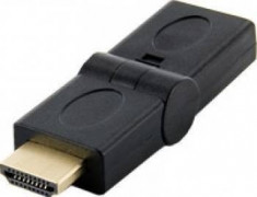 Adaptor 4World HDMI [M] &amp;gt; HDMI [F], unghi de 180?, negru foto
