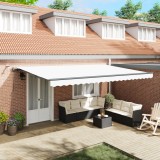 Marchiză retractabilă automată vidaXL cu LED Alb 500x350 cm, Material de &icirc;nlocuire pentru marchiză vidaXL pentru cadru de 5x3.5 m Alb