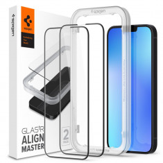 Set 2 Folii de protectie Spigen Alm Glass FC pentru Apple iPhone 13 Pro Max/14 Plus/15 Plus Negru