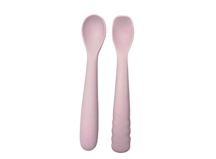 Set 2 linguri Bo Jungle pentru bebelusi, dn silicon, roz