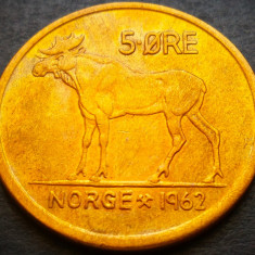 Moneda 5 ORE - NORVEGIA, anul 1962 * cod 4110 = patina frumoasa